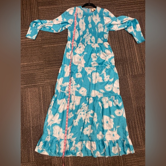 NWT TUCKERNUCK Turquoise Watercolor Floral Libby Dress Size Large - Picture 14 of 16